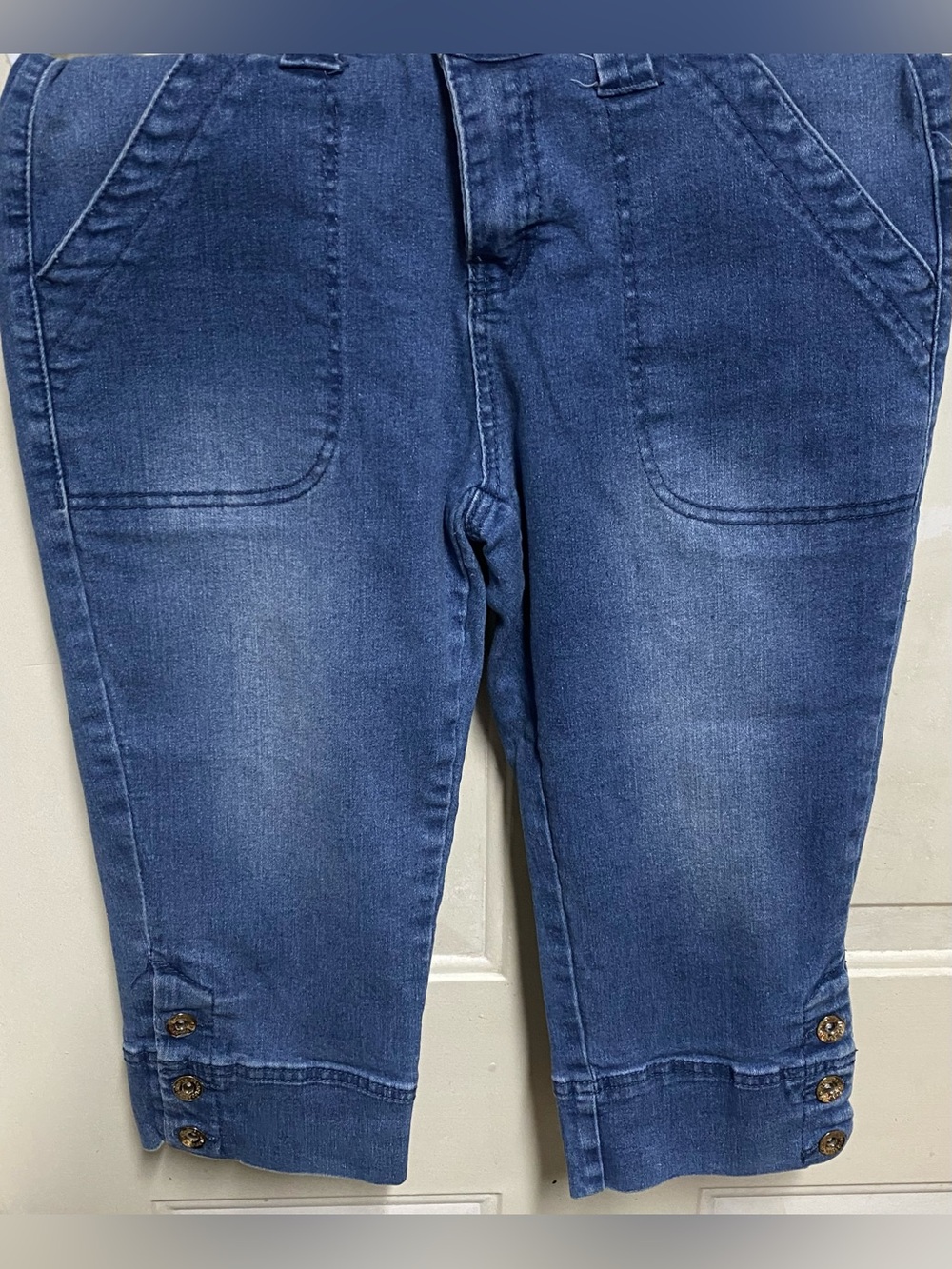 Sandpiper Petite Cropped Denim Capri Pants Women’s Size 12P Blue Stretch